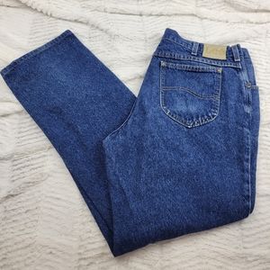 VTG Lee dark med wash straight leg jeans